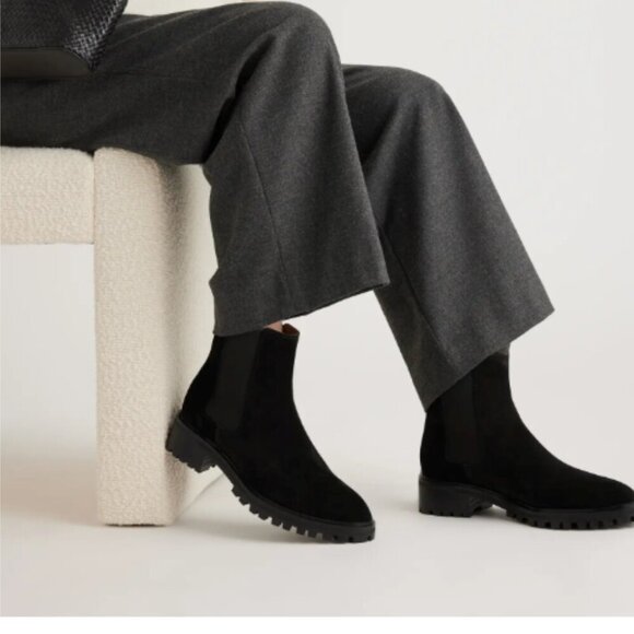 NEW Sam Edelman Women's 6.5 Jazmine Chelsea Boot Black Suede - Picture 2 of 10